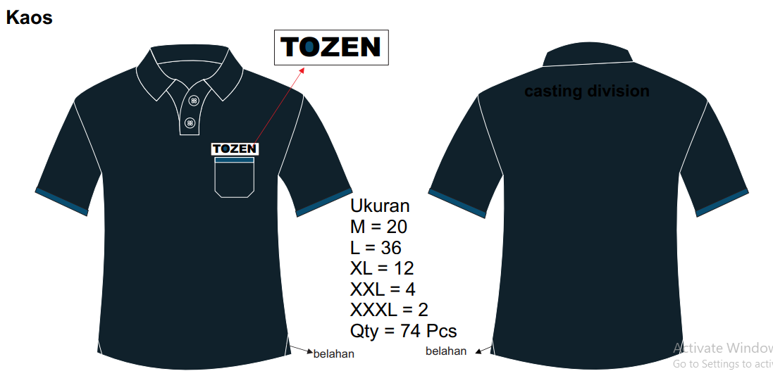 kaos kerja tozen